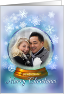 Merry Christmas Joy to the World Snow Globe Add Photo card