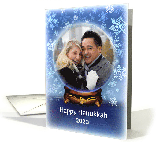 Happy Hanukkah Snow Globe and Snowflakes for Photo card (1101858)