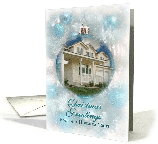 Merry Christmas From our Home to Yours Photo Card Aqua Ornaments card