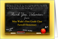 Thank You Classroom Volunteer, School Chalkboard with Custom Front card