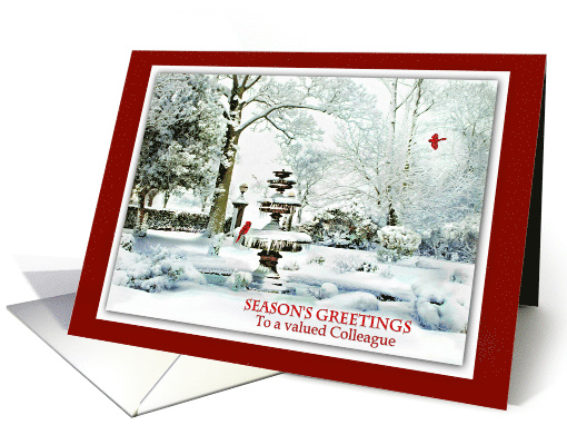 Season's Greetings to Colleague Winter Garden and Cardinals card