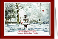 Season’s Greetings Custom Front Winter Garden and Cardinals card