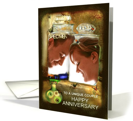 Happy Anniversary to Zombie Couple, Heads in Jars Photo card (1123252)
