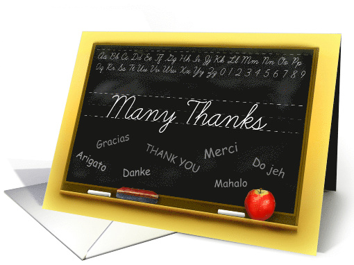 Many Thanks To Teacher, Classroom Chalkboard with Foreign... (1125856)