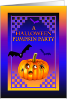 Halloween Pumpkin Carving Party Invitation Pumpkin Bat and Spider card