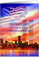 In Memory of Your Brother in Law on Patriot Day 9/11, Twin Towers and Flag card