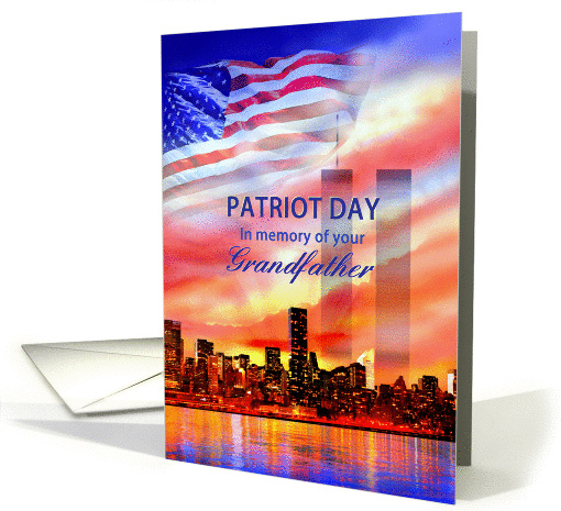 In Memory of Your Grandfather on Patriot Day 9/11, Twin Towers card