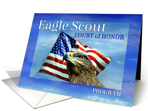 Program for Eagle Scout Court of Honor, Golden Eagle and Flag card