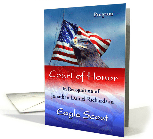 Program for Eagle Scout Court of Honor, Add Name to Custom Front card