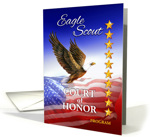 Program for Eagle Scout Court of Honor, Eagle, Flag and Stars card