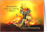 Happy Thanksgiving from our Family, Pumpkins and Autumn Leaves card