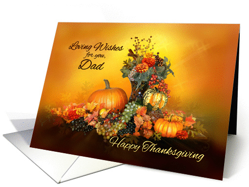 For Dad, Happy Thanksgiving, Pumpkins and Autumn Leaves card (1170816)