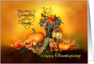 For Grandson and his Family, Happy Thanksgiving, Pumpkins and Leaves card