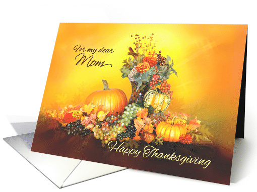 For my Mom Happy Thanksgiving Pumpkins and Autumn Leaves card