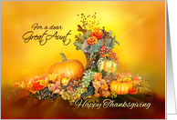 For Great Aunt Happy Thanksgiving Pumpkins and Autumn Leaves card