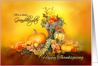 For Granddaughter Happy Thanksgiving Pumpkins and Autumn Leaves card
