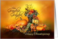 For Grandma and Grandpa, Happy Thanksgiving, Pumpkins and Autumn Leaves card