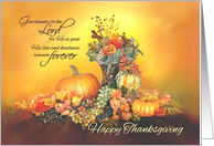 Give Thanks Happy Thanksgiving Pumpkins and Autumn Leaves card