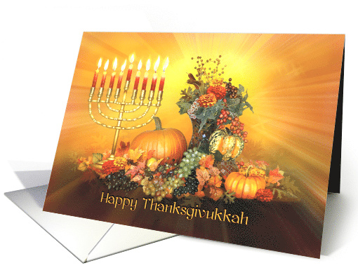 Happy Thanksgivukkah, Chanukkah and Thanksgiving Menorah card