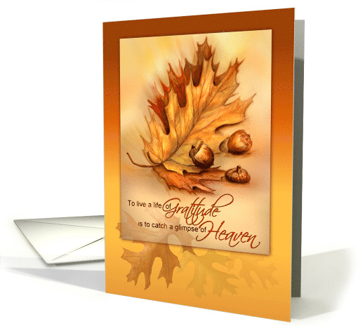 Thanksgiving Life of Gratitude with Autumn Leaves and Acorns card