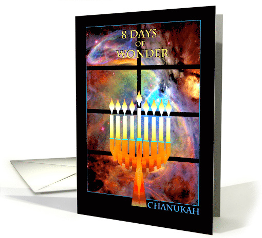 Chanukah Eight Days of Wonder Menorah in Window to Universe card