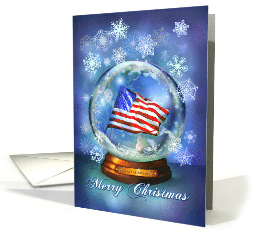 Patriotic Christmas American Flag in Snow Globe United... (1195548)