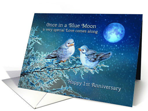 Happy First Anniversary Bluebirds Under a Blue Moon card (1226852)