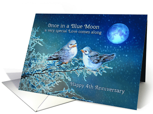 4th Anniversary Happy Fourth Anniversary Bluebirds and Blue Moon card