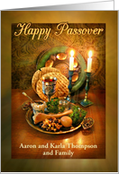 Messianic Passover, Candlelight and Seder Plate Custom Front card