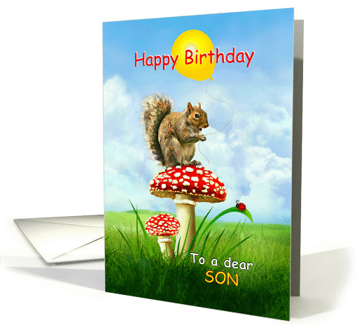 To Son, Happy Birthday Squirrel on a Toadstool card (1260928)