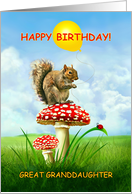 To Great Granddaughter, Happy Birthday Squirrel on a Toadstool card