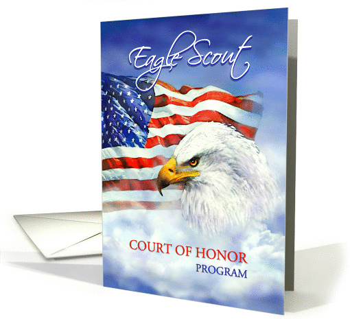 Program for Eagle Scout Court of Honor, American Eagle and Flag card