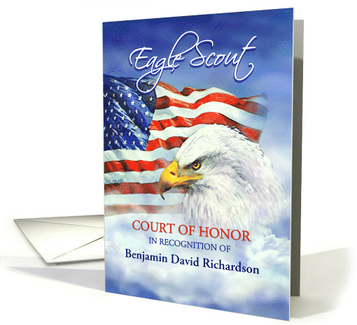 Invitation Eagle Scout Court of Honor, American Flag Custom Front card