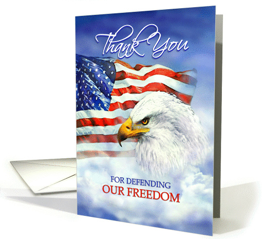 Thank You for Defending our Freedom, American Eagle and Flag card
