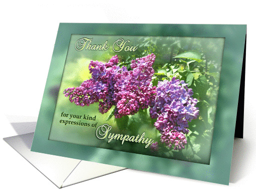 Thank You for Sympathy, Lilac Garden with Green Toned Frame card