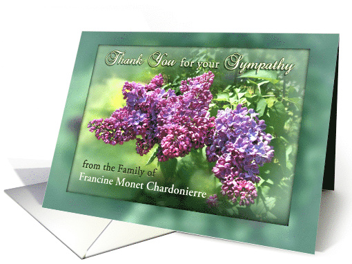 Thank You for Sympathy from Family, Lilac Garden Custom Front card