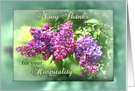 Thank You for Hospitality, Springtime Lilac Garden card