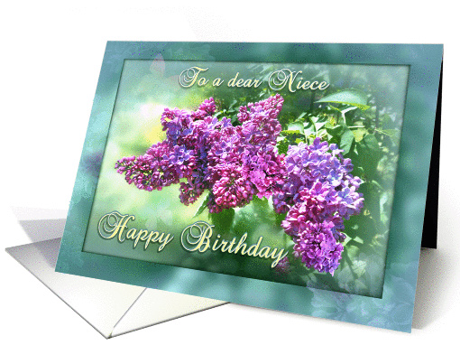 Happy Birthday Niece, Purple and Aqua Lilac Garden card (1285034)