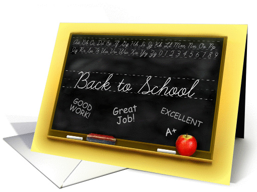 Back to School for Teacher, Chalkboard with Apple and Chalk card