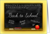 Back to School for Teacher, Chalkboard with Apple and Chalk card