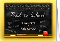 Fifth Grade Back to School Blackboard, 5th Grade Chalkboard card