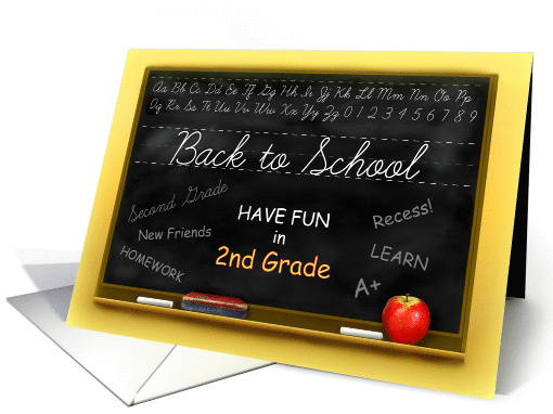 Second Grade Back to School Blackboard, 2nd Grade Chalkboard card