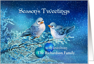 Season’s Tweetings with Love, Christmas Birds in Tree Custom Front card