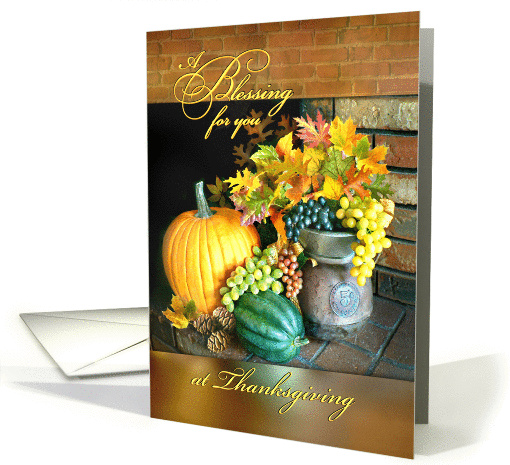 A Blessing for Thanksgiving, Fall Foliage & Pumpkin on Hearth card