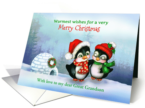 Christmas Penguins with Igloo, Custom Front for Family... (1338020)