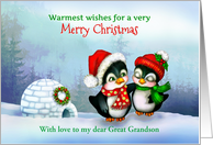 Christmas Penguins with Igloo, Custom Front for Family Relationship card