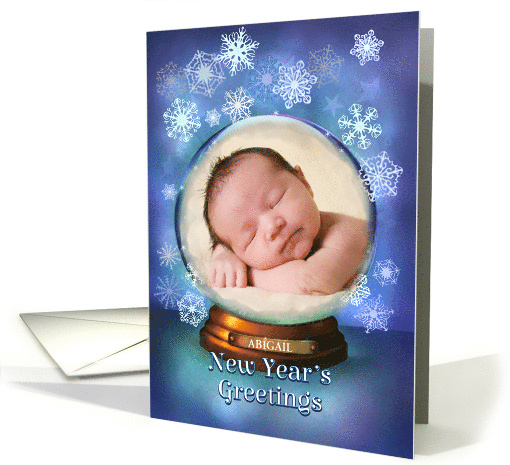 Baby Birth Announcement New Year Custom Front Add Baby's Name card