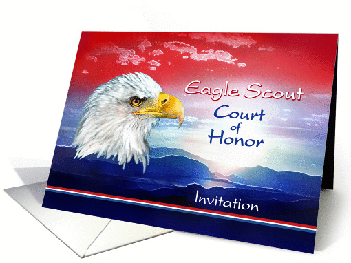 Eagle Scout Court of Honor Invitation, Eagle & Patriotic Sunrise card