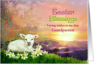 Easter Blessings, Lamb & Lily, Add Name or Relation Custom Front card