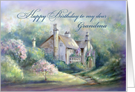 Happy Birthday to Grandma, House & Garden with Flowering Trees card